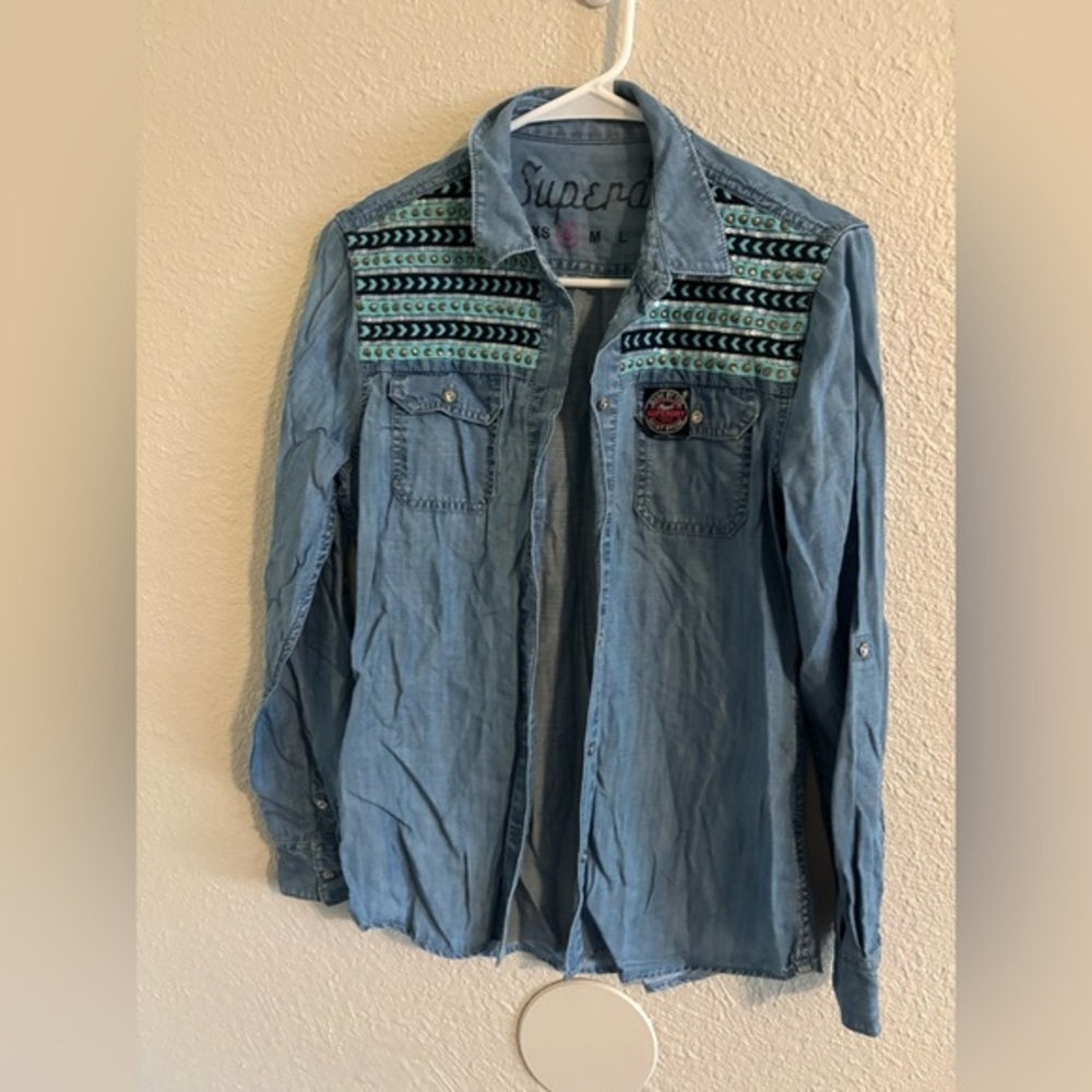 Superdry Light Blue Shirt with Embroidery